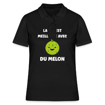 Fruit Humour petit Melon - Polo Femme - noir - Devant - Ailine (174cm)