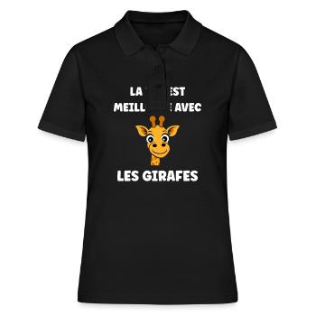 Humour petit bébé girafe - Polo Femme - noir - Devant - Ailine (174cm)