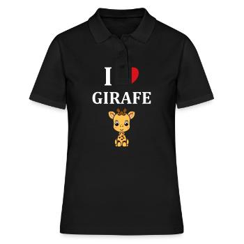 Humour petit bébé girafe - Polo Femme - noir - Devant - Ailine (174cm)