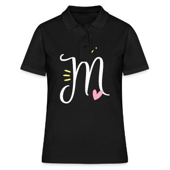 Buchstabe M Anfangsbuchstabe Krone - Frauen Polo Shirt - Schwarz - Vorne - Ailine (174cm)