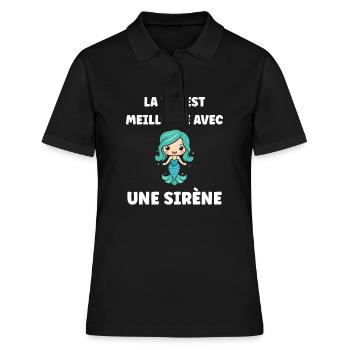 Humour petite sirène - Polo Femme - noir - Devant - Ailine (174cm)