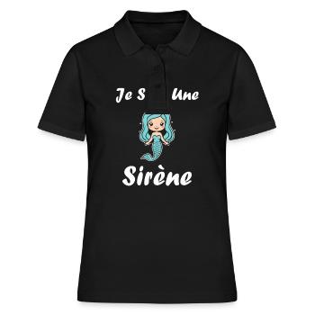 Enfant citation sirène - Polo Femme - noir - Devant - Ailine (174cm)