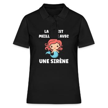 Humour petite sirène - Polo Femme - noir - Devant - Ailine (174cm)