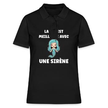 Humour petite sirène - Polo Femme - noir - Devant - Ailine (174cm)
