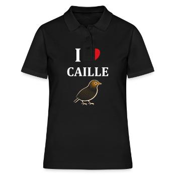 Humour Cailles oiseaux Petite caille - Polo Femme - noir - Devant - Ailine (174cm)