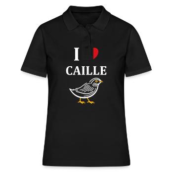 Humour Cailles oiseaux Petite caille - Polo Femme - noir - Devant - Ailine (174cm)