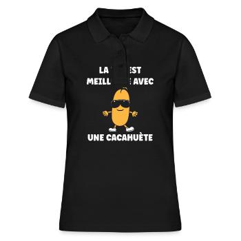 Cacahuètes Humour petite cacahuète - Polo Femme - noir - Devant - Ailine (174cm)