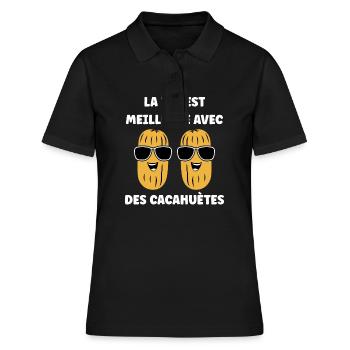 Cacahuètes Humour petite cacahuète - Polo Femme - noir - Devant - Ailine (174cm)