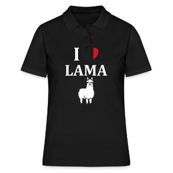 Humour mignon petit lama - Polo Femme - noir - Devant - Ailine (174cm)