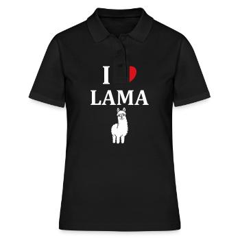 Humour mignon petit lama - Polo Femme - noir - Devant - Ailine (174cm)