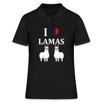 Humour mignon petit lama - Polo Femme - noir - Devant - Ailine (174cm)