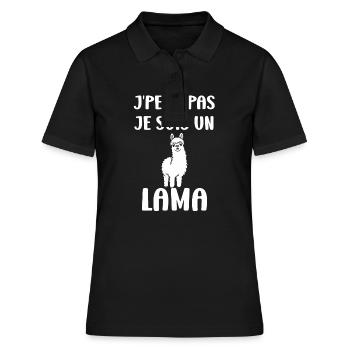 Humour mignon petit lama - Polo Femme - noir - Devant - Ailine (174cm)