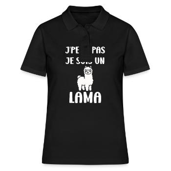 Humour mignon petit lama - Polo Femme - noir - Devant - Ailine (174cm)