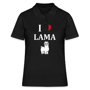 Humour mignon petit lama - Polo Femme - noir - Devant - Ailine (174cm)