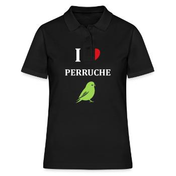 Oiseaux perruches humour petite perruche - Polo Femme - noir - Devant - Ailine (174cm)