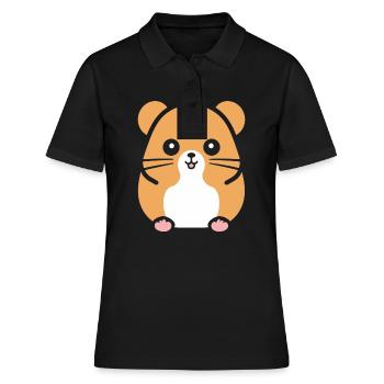 Cute Humor Little Hamster - Women's Polo Shirt - black - Front - Ailine (174cm)