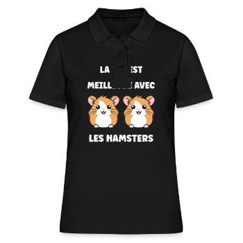 Mignon Humour petit hamster - Polo Femme - noir - Devant - Ailine (174cm)