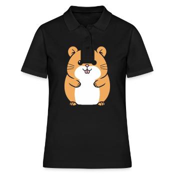 Cute Humor Little Hamster - Women's Polo Shirt - black - Front - Ailine (174cm)