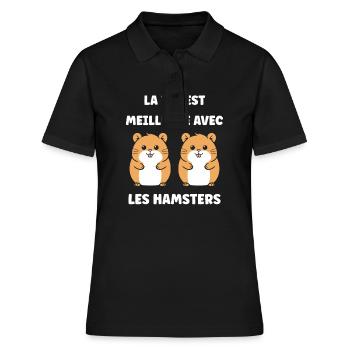 Mignon Humour petit hamster - Polo Femme - noir - Devant - Ailine (174cm)