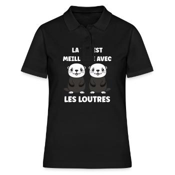 Humour petite loutre - Polo Femme - noir - Devant - Ailine (174cm)