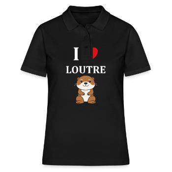 Humour petite loutre - Polo Femme - noir - Devant - Ailine (174cm)