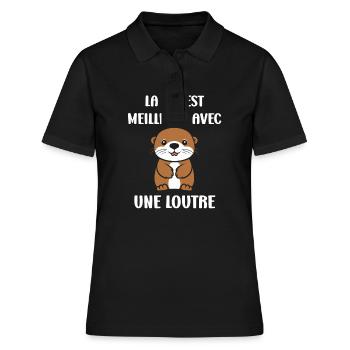 Humour petite loutre - Polo Femme - noir - Devant - Ailine (174cm)