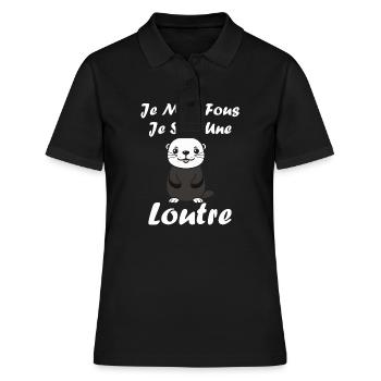 Humour petite loutre - Polo Femme - noir - Devant - Ailine (174cm)