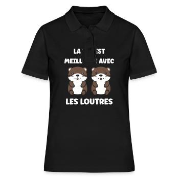 Humour petite loutre - Polo Femme - noir - Devant - Ailine (174cm)