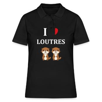 Humour petite loutre - Polo Femme - noir - Devant - Ailine (174cm)