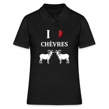 Citation humour petite chèvre - Polo Femme - noir - Devant - Ailine (174cm)
