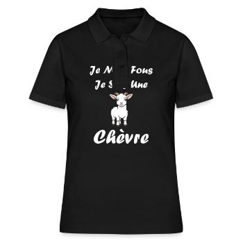 Citation humour petite chèvre - Polo Femme - noir - Devant - Ailine (174cm)