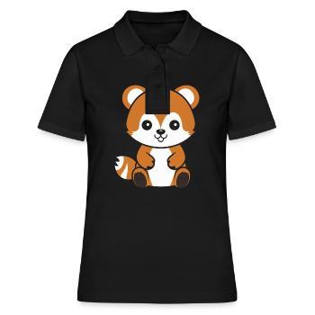 Fox Love Little Red Panda - Women's Polo Shirt - black - Front - Ailine (174cm)