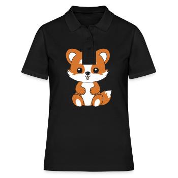 Fox Love Little Red Panda - Women's Polo Shirt - black - Front - Ailine (174cm)