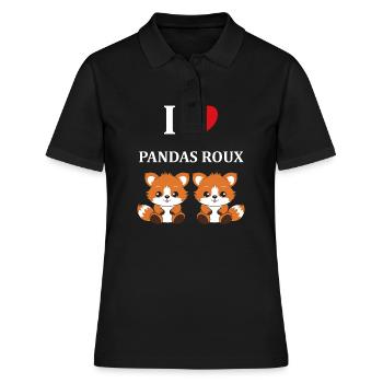 Renard amour Petit panda roux - Polo Femme - noir - Devant - Ailine (174cm)