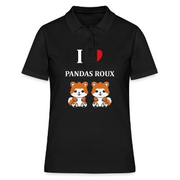 Renard amour Petit panda roux - Polo Femme - noir - Devant - Ailine (174cm)
