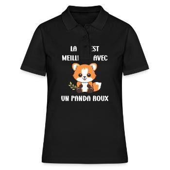 Renard amour Petit panda roux - Polo Femme - noir - Devant - Ailine (174cm)