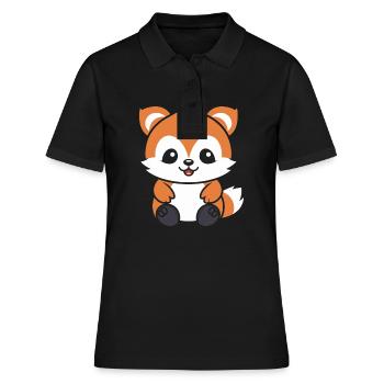 Fox Love Little Red Panda - Women's Polo Shirt - black - Front - Ailine (174cm)