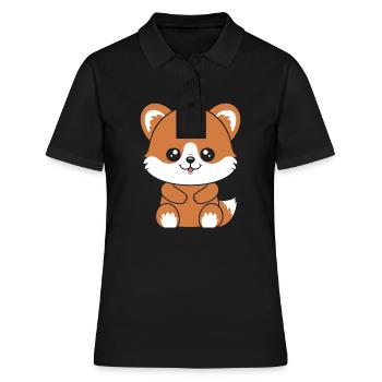 Fox Love Little Red Panda - Women's Polo Shirt - black - Front - Ailine (174cm)