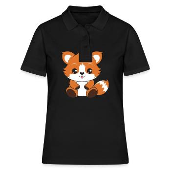Fox Love Little Red Panda - Women's Polo Shirt - black - Front - Ailine (174cm)