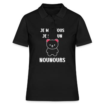 Ours en peluche petit nounours - Polo Femme - noir - Devant - Ailine (174cm)