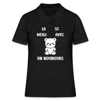 Ours en peluche petit nounours - Polo Femme - noir - Devant - Ailine (174cm)