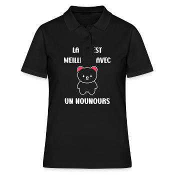 Ours en peluche petit nounours - Polo Femme - noir - Devant - Ailine (174cm)