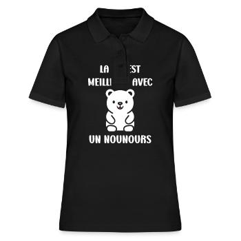 Ours en peluche petit nounours - Polo Femme - noir - Devant - Ailine (174cm)