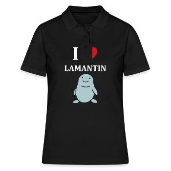Drôle bébé minimaliste simple petit lamantin - Polo Femme - noir - Devant - Ailine (174cm)