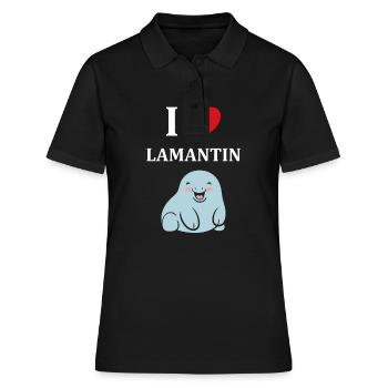 Drôle bébé minimaliste simple petit lamantin - Polo Femme - noir - Devant - Ailine (174cm)