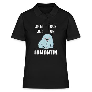 Drôle bébé minimaliste simple petit lamantin - Polo Femme - noir - Devant - Ailine (174cm)