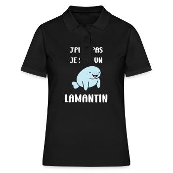 Drôle bébé minimaliste simple petit lamantin - Polo Femme - noir - Devant - Ailine (174cm)