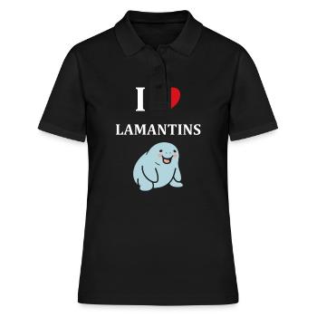 Drôle bébé minimaliste simple petit lamantin - Polo Femme - noir - Devant - Ailine (174cm)