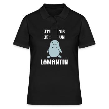 Drôle bébé minimaliste simple petit lamantin - Polo Femme - noir - Devant - Ailine (174cm)
