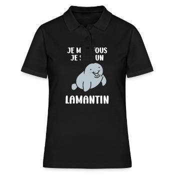 Drôle bébé minimaliste simple petit lamantin - Polo Femme - noir - Devant - Ailine (174cm)
